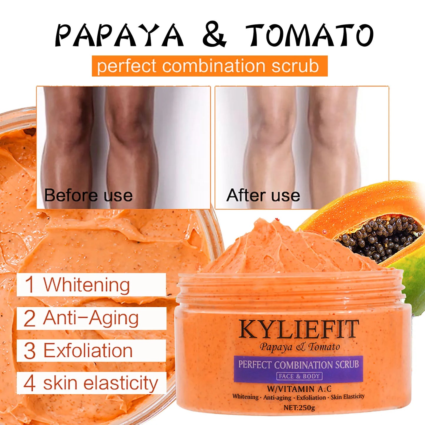 AILKE Natural Exfoliating Body & Face Scrub | 250g | All Skin