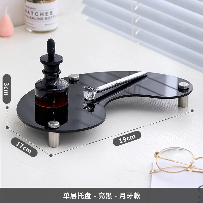 Acrylic Decorative Tray Organizer | Desk, Vanity & Shelf Display