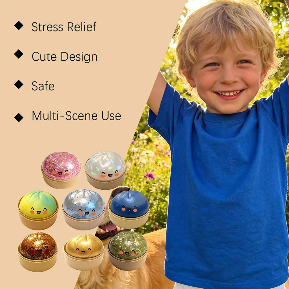 Squishy Dumpling Sensory Toy | Colorful Glitter Squeeze Toy