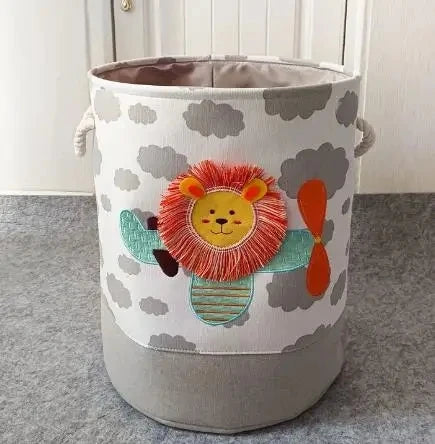 Household Children's Plush Doll Storage Basket With Large Capacity Baby Doll Folding Storage Bucket Clothes Basket Multi-Purpose Peaceful Pleasures Health and Wellness lion