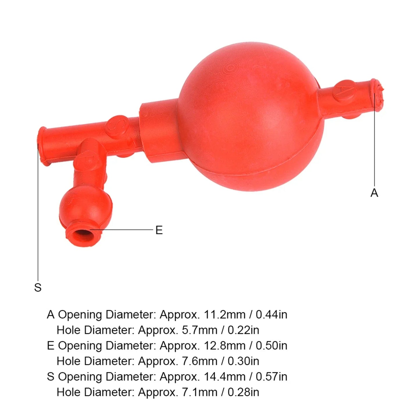 Quantitative Pipette Ball Rubber Suction Bulb 3 Openings Red Filler