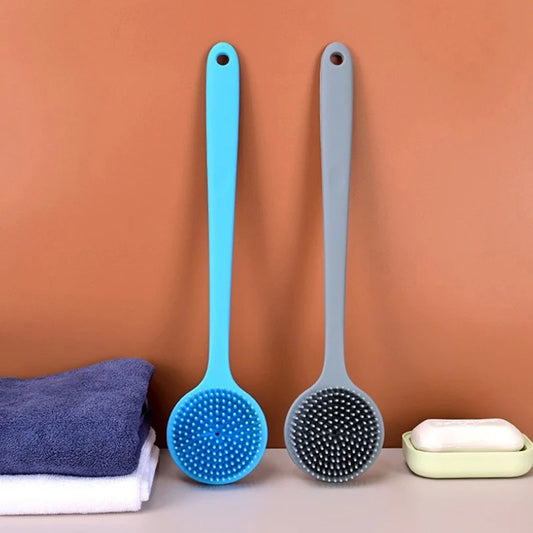 Silicone Back Scrubber – Long Handle Shower Exfoliating Brush Body Scrubber Brush Peaceful Pleasures Health and Wellness Red