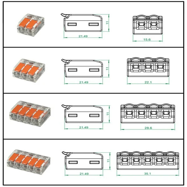 Push-In Lever Wire Connectors 2/3/4/5 Pin Terminal Block Set Lever Wire Connectors Peaceful Pleasures Health and Wellness