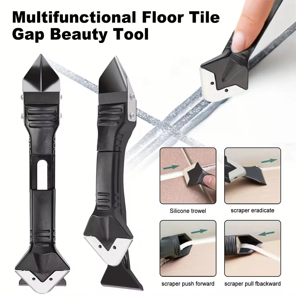 3 In 1 Plastic Scraper Sealant Smooth Remover Tool Set Caulking Finisher Smooth Grout Kit Floor Mould Removal Hand Tools Set Peaceful Pleasures Health and Wellness