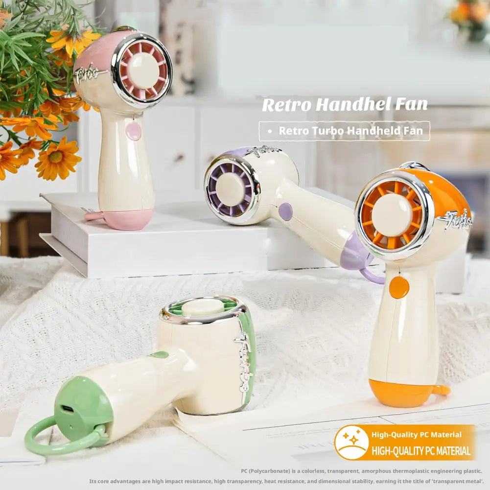 Mini Cooling Electric Fan Portable Super Powerful Wind Electric Fan Silent Turbine High-speed Home Handheld Type-C Charge Fan Peaceful Pleasures Health and Wellness