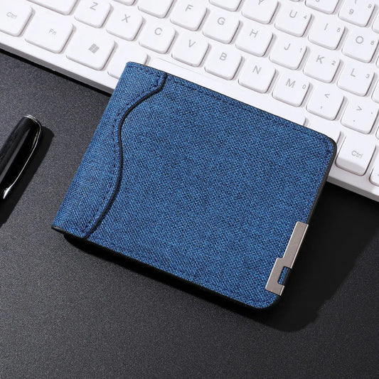 Slim Bifold Canvas Wallet – Unisex Denim Style Metal Accent Bifold Canvas Wallet Oasis Select
