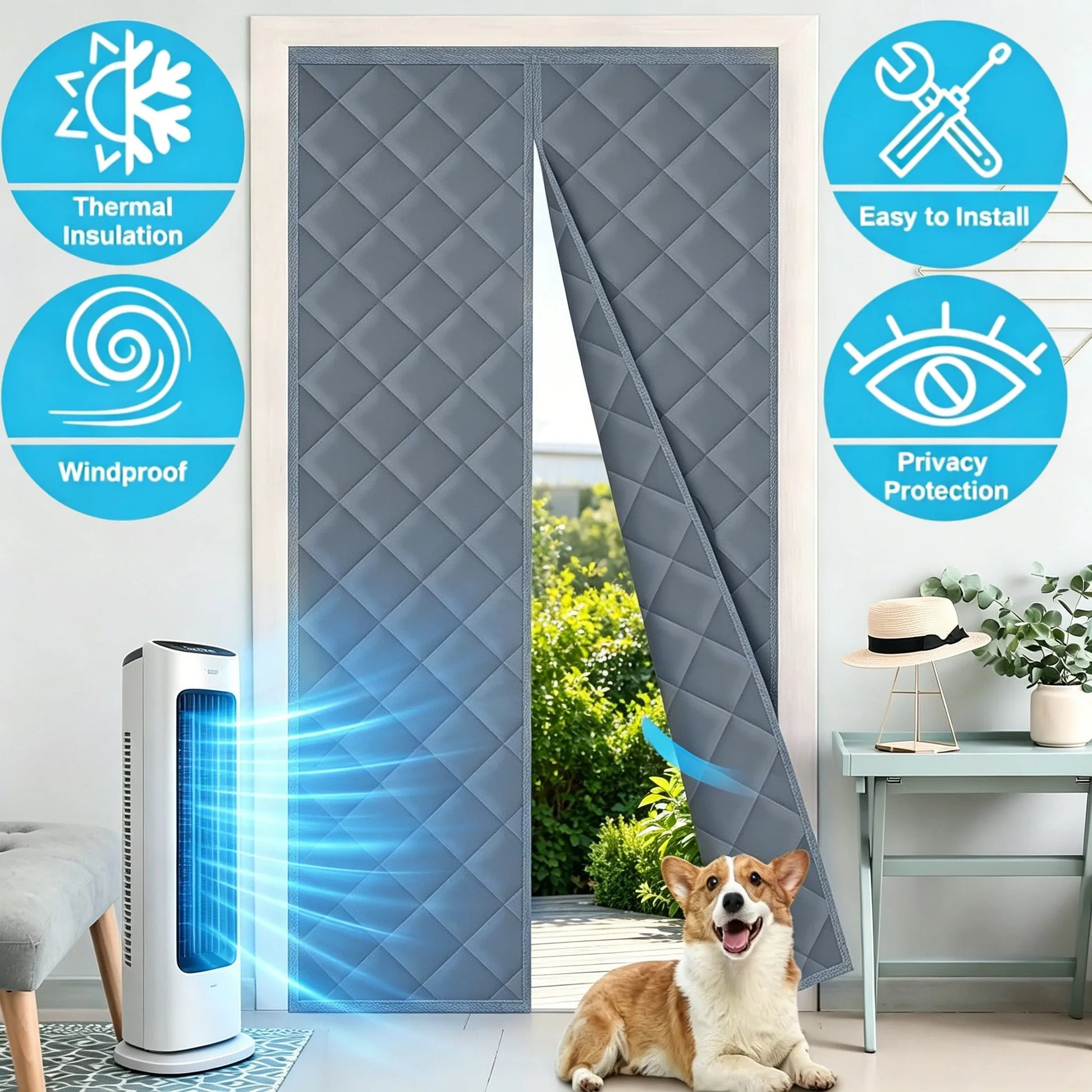 Magnetic Thermal Insulated Door Curtain Thickened Cotton Anti-Heat and Cold Summer Winter Curtain For Home Bedroom Doorways Peaceful Pleasures Health and Wellness