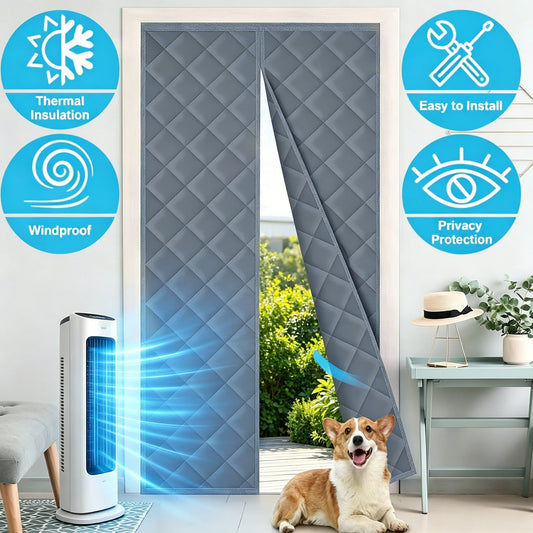 Magnetic Thermal Insulated Door Curtain Thickened Cotton Anti-Heat and Cold Summer Winter Curtain For Home Bedroom Doorways Peaceful Pleasures Health and Wellness