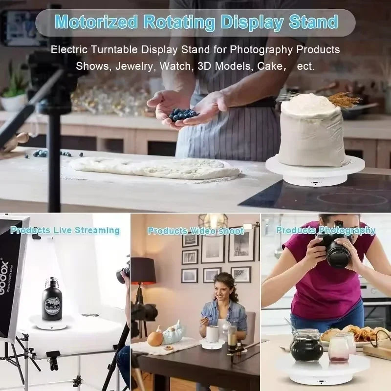 USB-Powered Rotating Turntable with 3 Speed Modes 360° Motorized Display Stand for Product Photography Jewelry&Video Shooting Peaceful Pleasures Health and Wellness