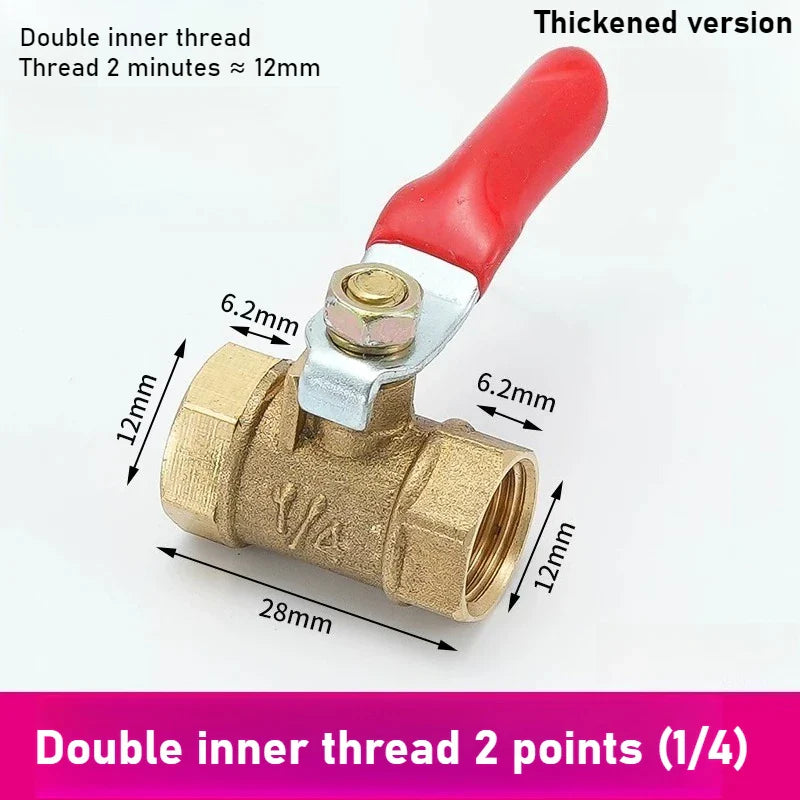 Pneumatic Copper Ball Valve – Red Handle Threaded Female 1/4"