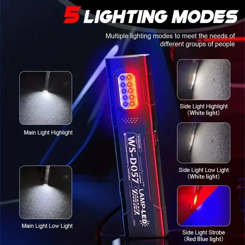 550LM EDC Flashlight USB-C Rechargeable | COB + Red & Blue Modes