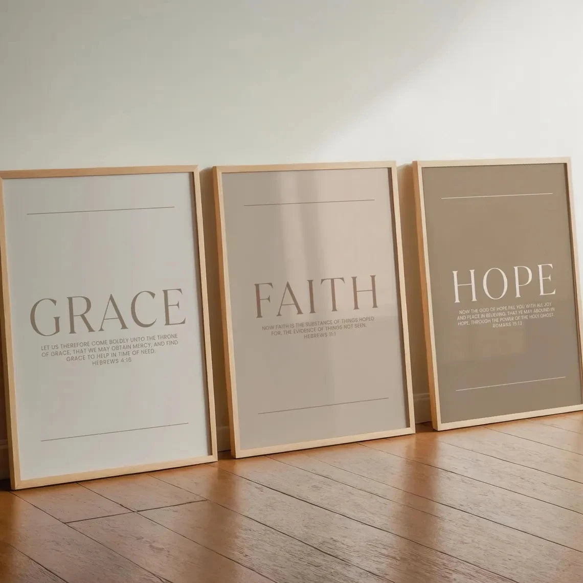 3-Piece Christian Grace Faith Hope Canvas Wall Art Print Set
