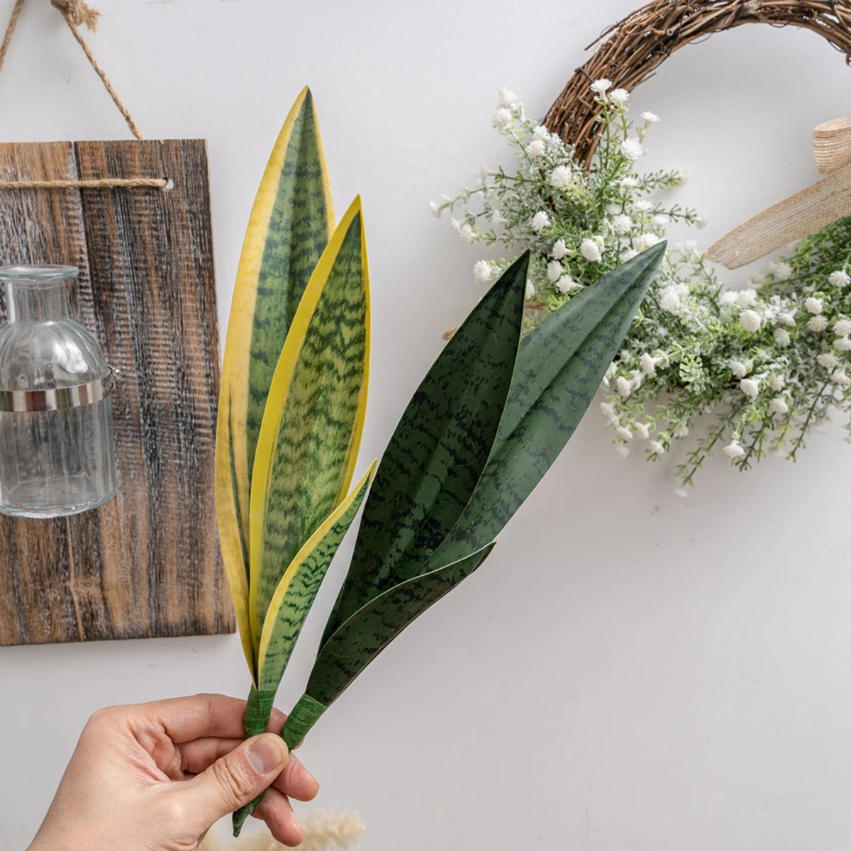 Artificial Snake & Eucalyptus Plant | Indoor Outdoor Home Decor