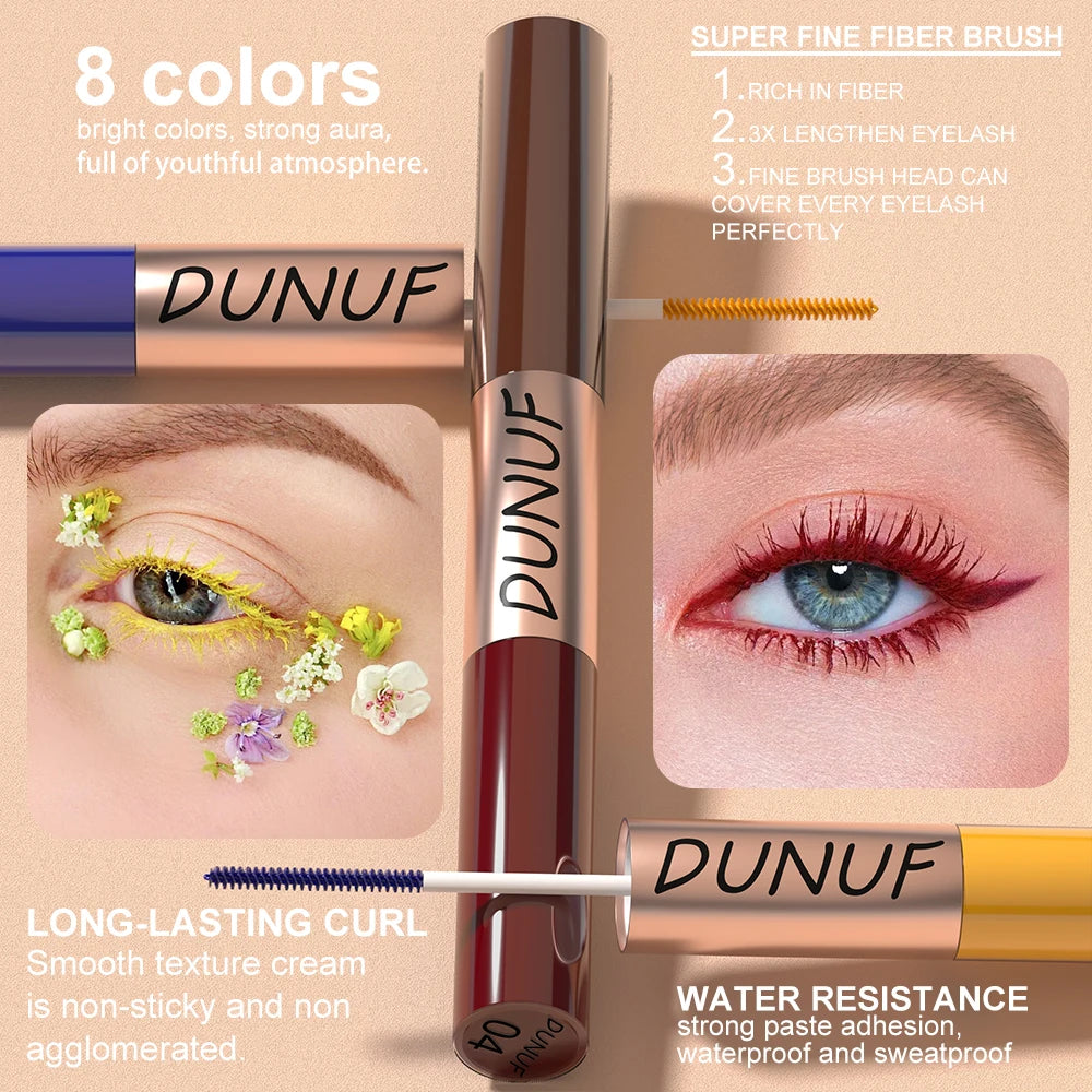 Dual-Ended Color Mascara Long-Lasting Waterproof Volumizing Lengthening Curling Eyelash Makeup for Women Peaceful Pleasures Health and Wellness