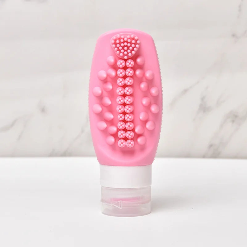 2-in-1 Silicone Travel Bottle & Shampoo Brush | 90ml Refillable