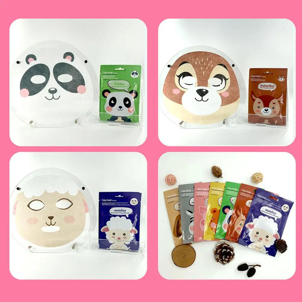 7 Styles Animal Face Mask Set Funny Panda Dog Pig Hydrating Sheet Mask for Spa Party Cute Skincare Gift for Women Girls 1/7PCS Peaceful Pleasures Health and Wellness