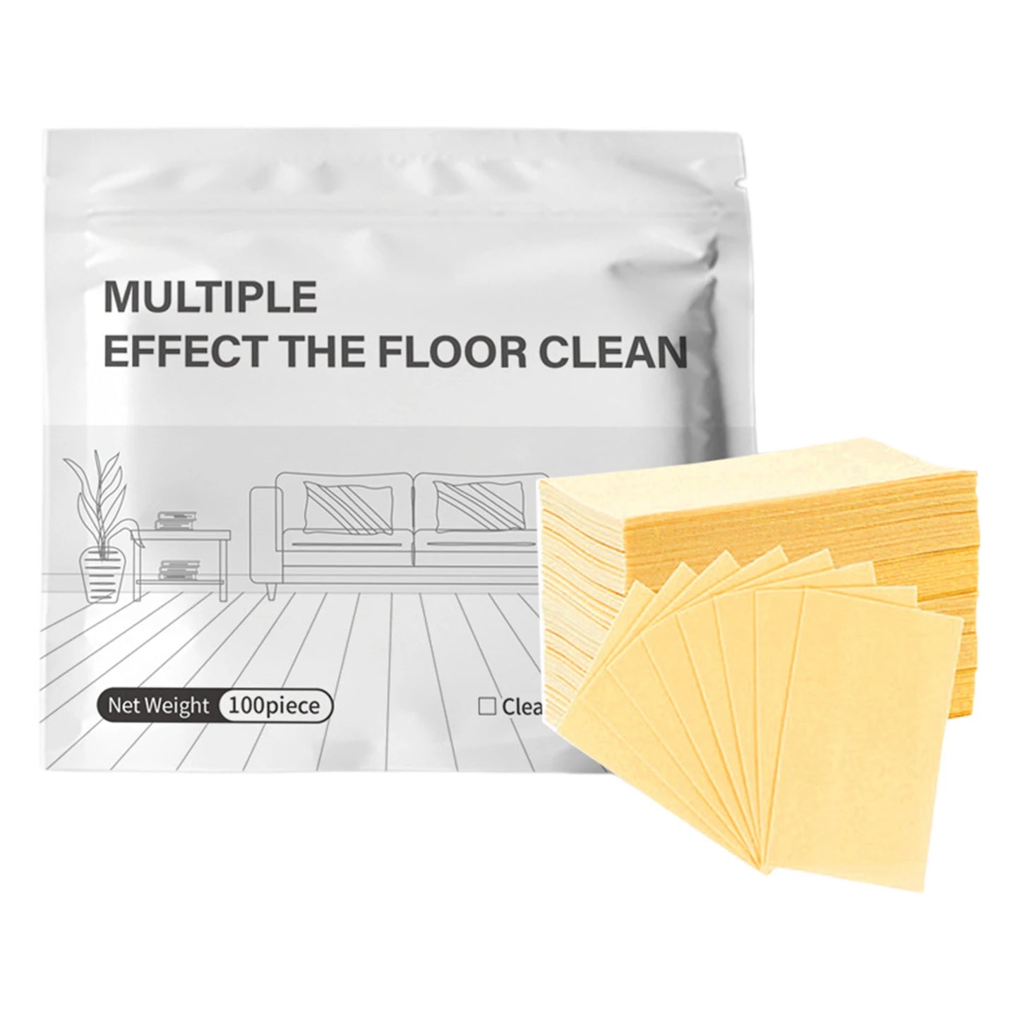 100Pcs Powerful Floor Cleaning Sheets Gentle Effection Concentrated Floor Cleaner Toilets Cleaning Tablets for Kitchen Bathroom Peaceful Pleasures Health and Wellness Yellow