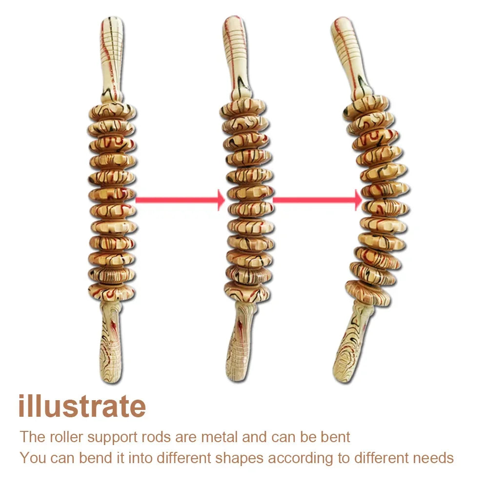 MagCellapy 12-Wheel Wooden Roller Massage Stick | Trigger Point