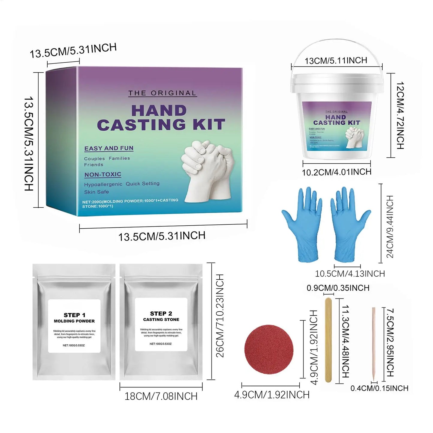 3D Hands Mold Casting Handprint & Footprint DIY Craft Set Romantic Sculpture Mould Clone Powder Set for Anniversary Keepsake Peaceful Pleasures Health and Wellness