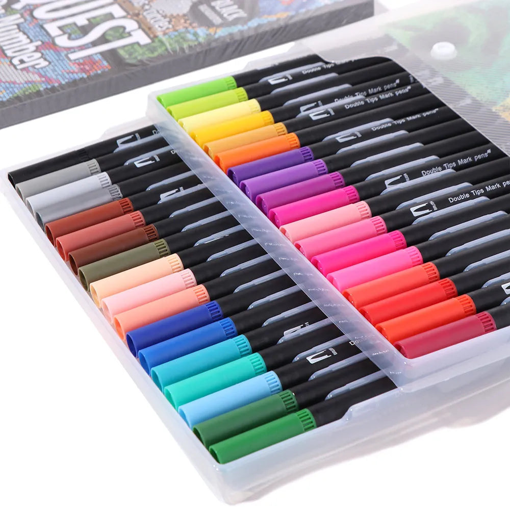 Cartoon Activity Color Painting Book Educational Paper Double-Sided Watercolor Pencil Digital Filling Hand Painted Peaceful Pleasures Health and Wellness
