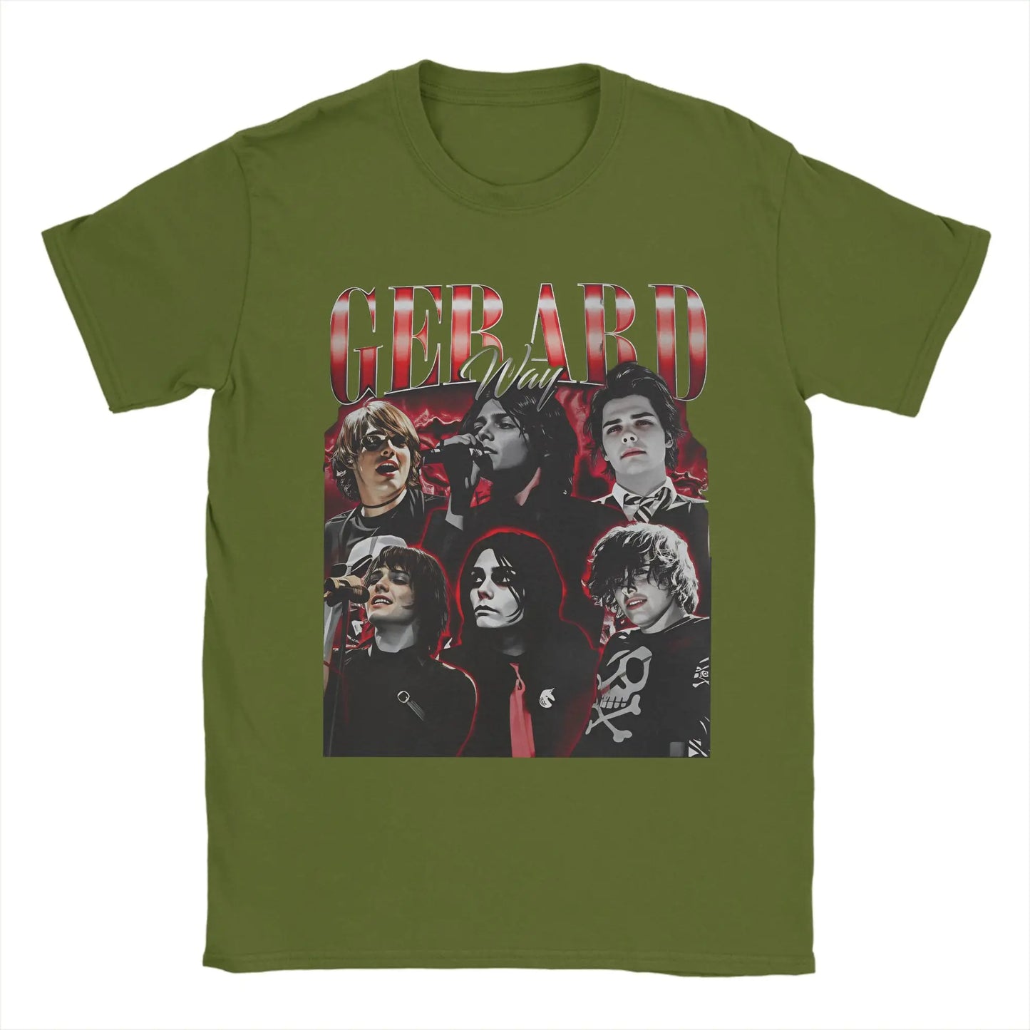 Men's Gerard Way T Shirt 100% Cotton Tops Novelty Short Sleeve Round Neck Tees Adult T-Shirts Peaceful Pleasures Health and Wellness