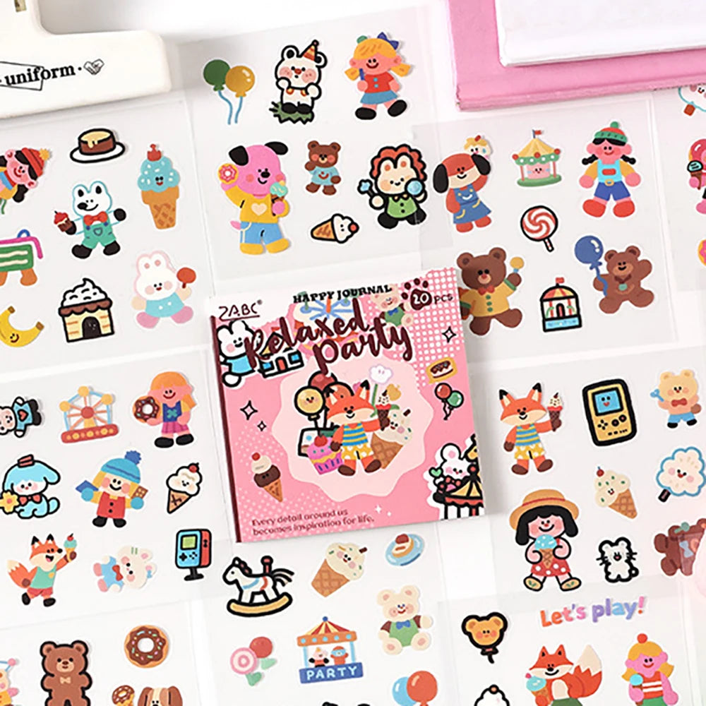20 Sheets Happy Record Series PET Handbag Sticker Book Student
