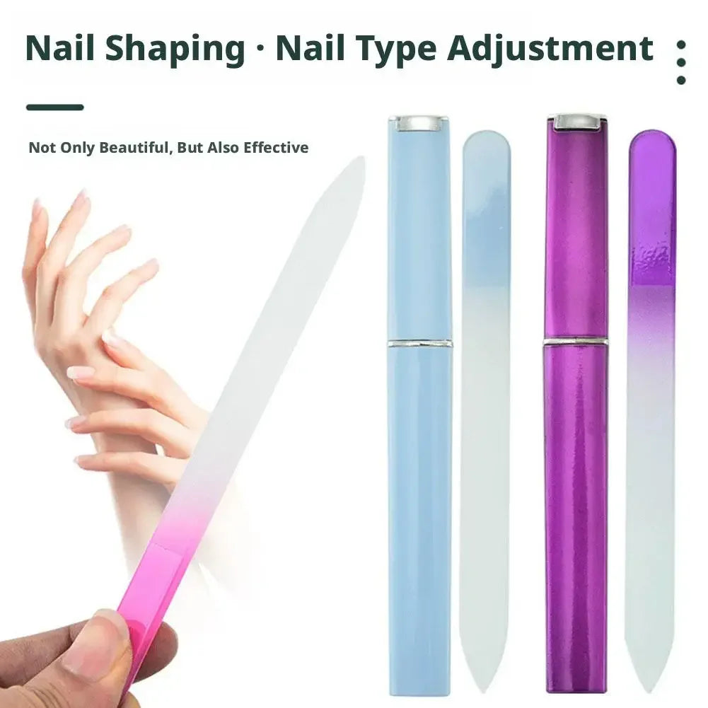 Crystal Glass Nail File with Case — Double-Sided Polish Nail Art Tools Peaceful Pleasures Health and Wellness