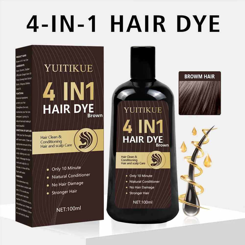 YUITIKUE Organic Brown Hair Dye Shampoo – Gray Coverage 100ml Hair Dye Shampoo Peaceful Pleasures Health and Wellness