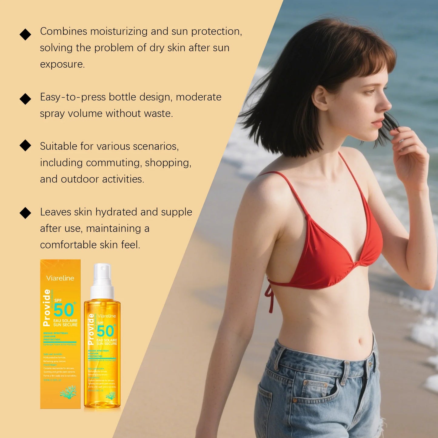 100ML Spf50 Sunscreen Spray Non-stciky Protect Skin Moisturizing Enhance Smoothness Refreshing Prevent Sunburn Sunscreen Spray Peaceful Pleasures Health and Wellness