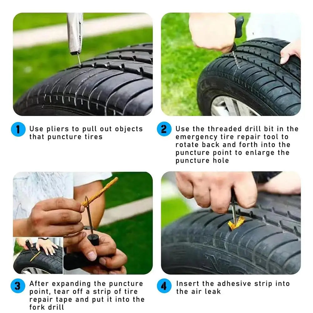 Universal Tubeless Tire Repair Kit – Car, Bike & Motorcycle