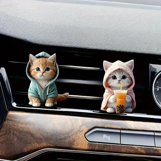 Cute cat-shaped air vent fragrance holder, acrylic toy cat, car decoration, interior accessory, aromatherapy decoration item Peaceful Pleasures Health and Wellness