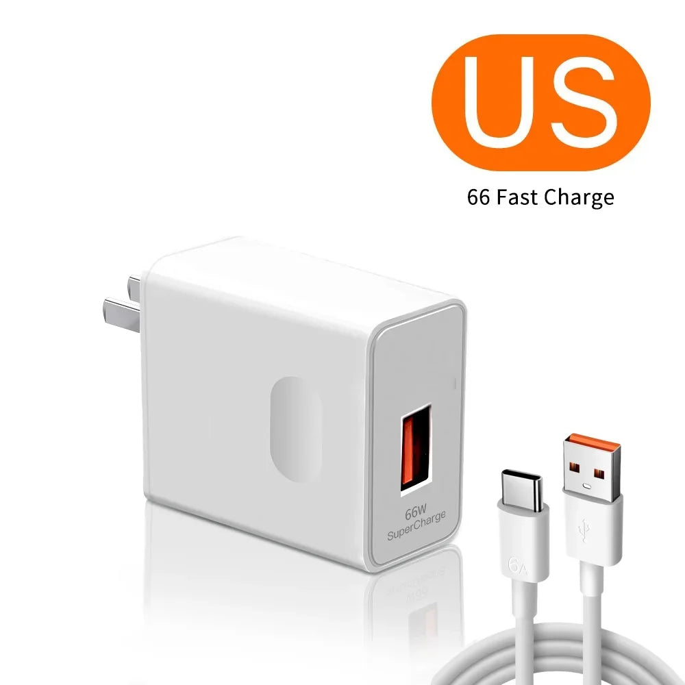 66W Super Fast Charger & 6A USB-C Cable for Huawei Honor