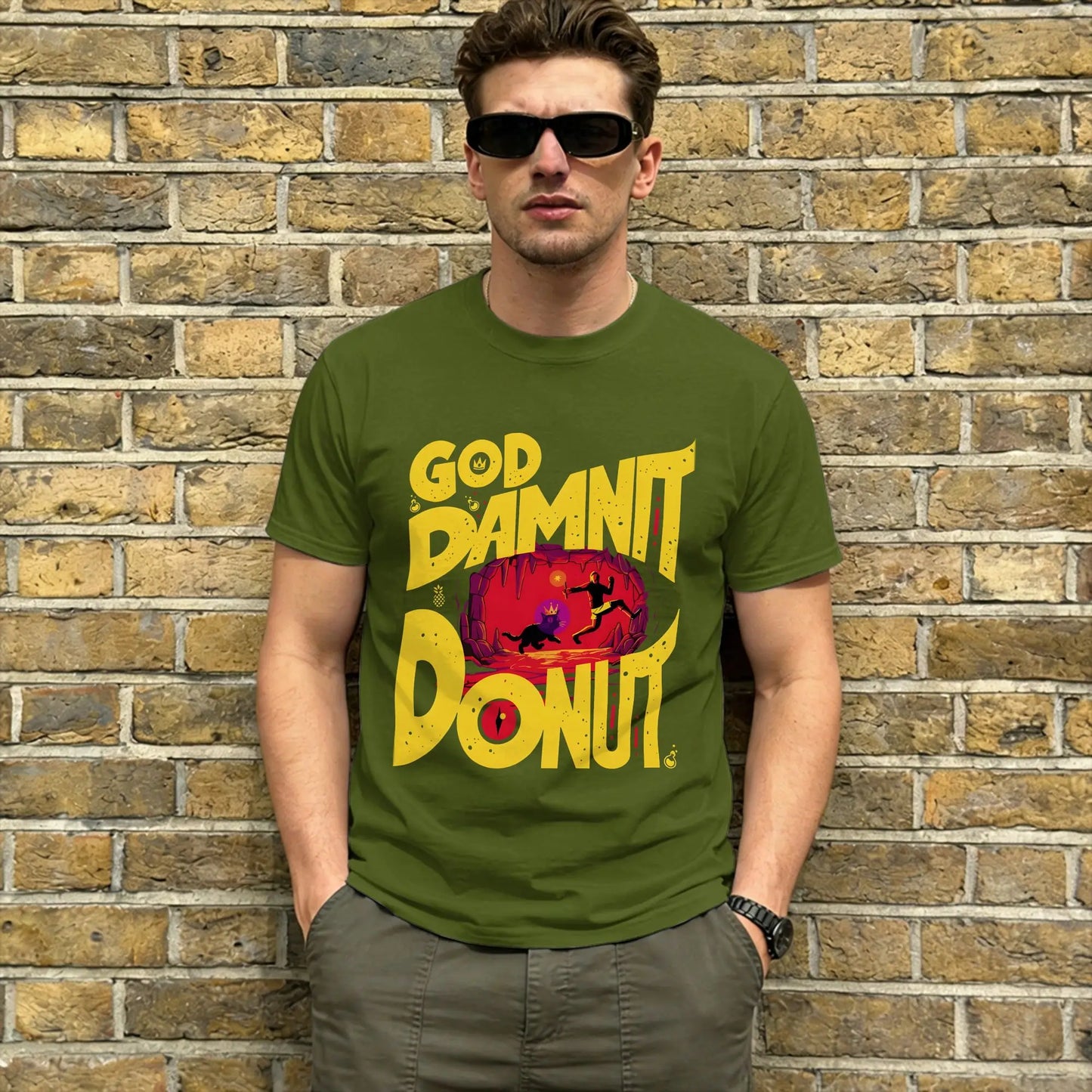 Dungeon Crawler Carl T-Shirt Summer Harajuku T Shirts Men Pure Cotton O Neck Oversized Top Tees Short Sleeve Classic Tshirt Peaceful Pleasures Health and Wellness army green S