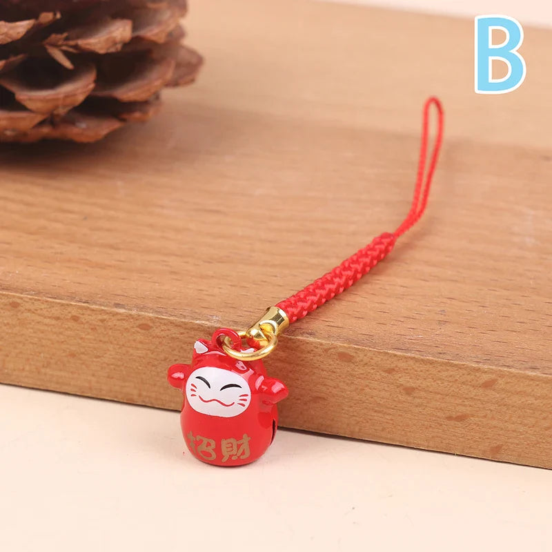 Japanese Lucky Cat Copper Bell Keychain & Bag Pendant