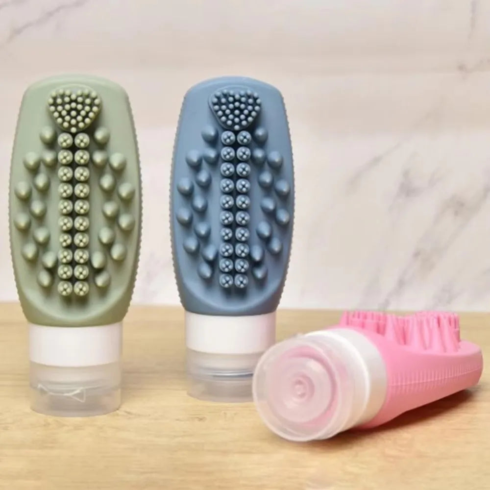 2-in-1 Silicone Travel Bottle & Shampoo Brush | 90ml Refillable