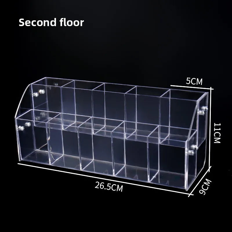 Acrylic Pen Display Stand Store Countertop Pencil Organizer for Ballpoint/Gel Pens Retail Stationery Showcase Multi-Slot Design Peaceful Pleasures Health and Wellness 2 Layer