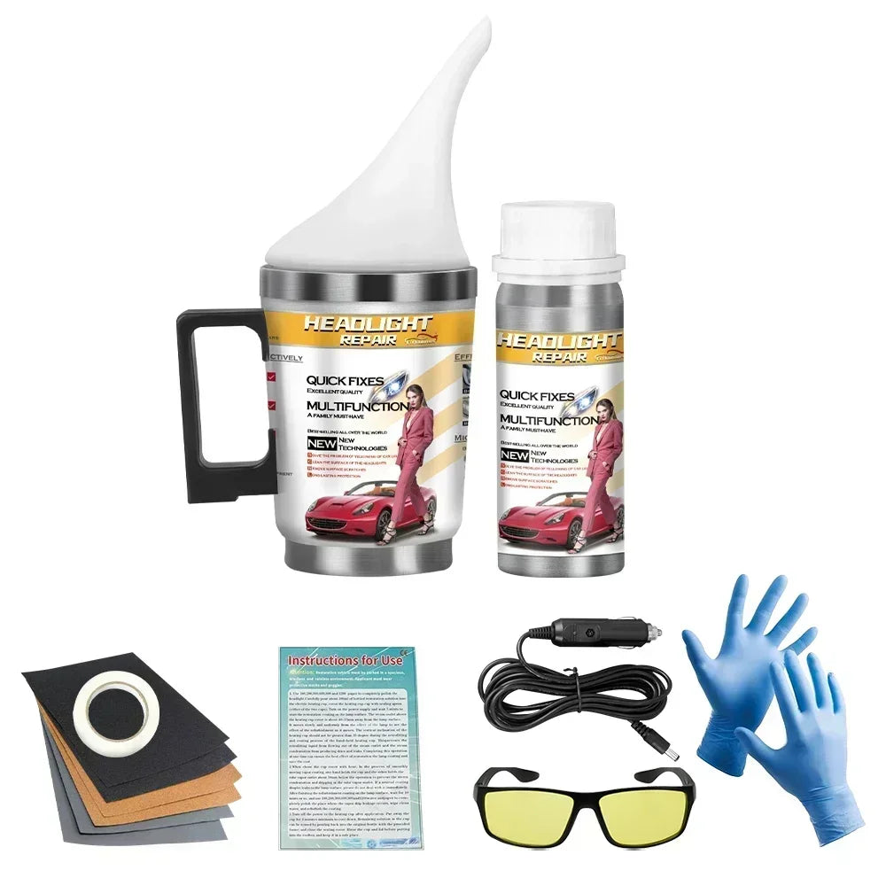 Headlights Liquid Polymer Headlight Chemical Polish Repair Fluid Refurbishment Scratch Repair Polishing Headlights Kit Peaceful Pleasures Health and Wellness