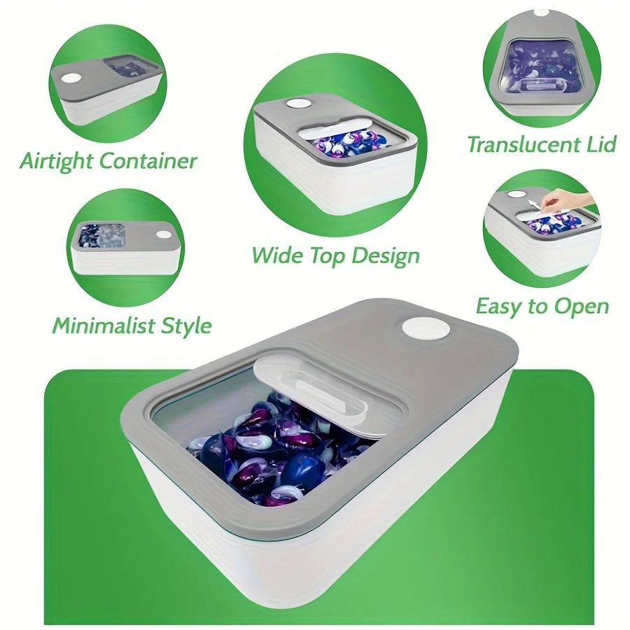 Laundry Pod Container with Slide Lid – Laundry Room Storage Organizer