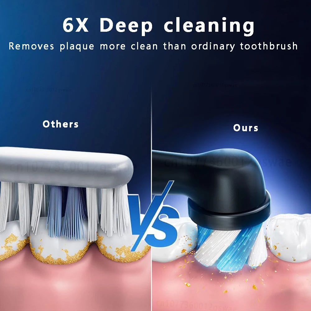 New model: Rotating Round Head Electric Toothbrush, Fully Automatic Sonic Wave Technology, Waterproof, Soft Bristles, Smart Magn Peaceful Pleasures Health and Wellness