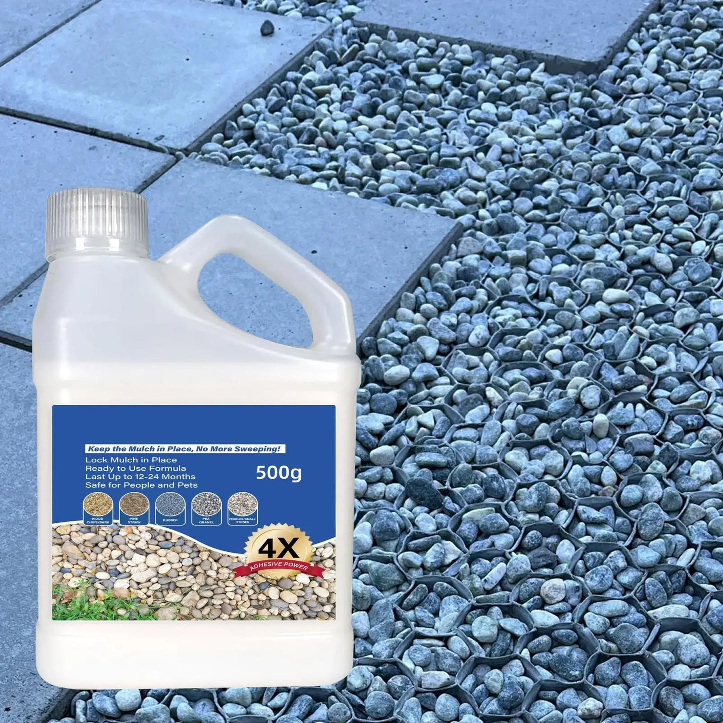 500g Mulch Rock Adhesive Pea Gravel Sticky Rock Glue Fast Drying Glue Outdoor Yard Patio Stones Landscape Adhesive Peaceful Pleasures Health and Wellness