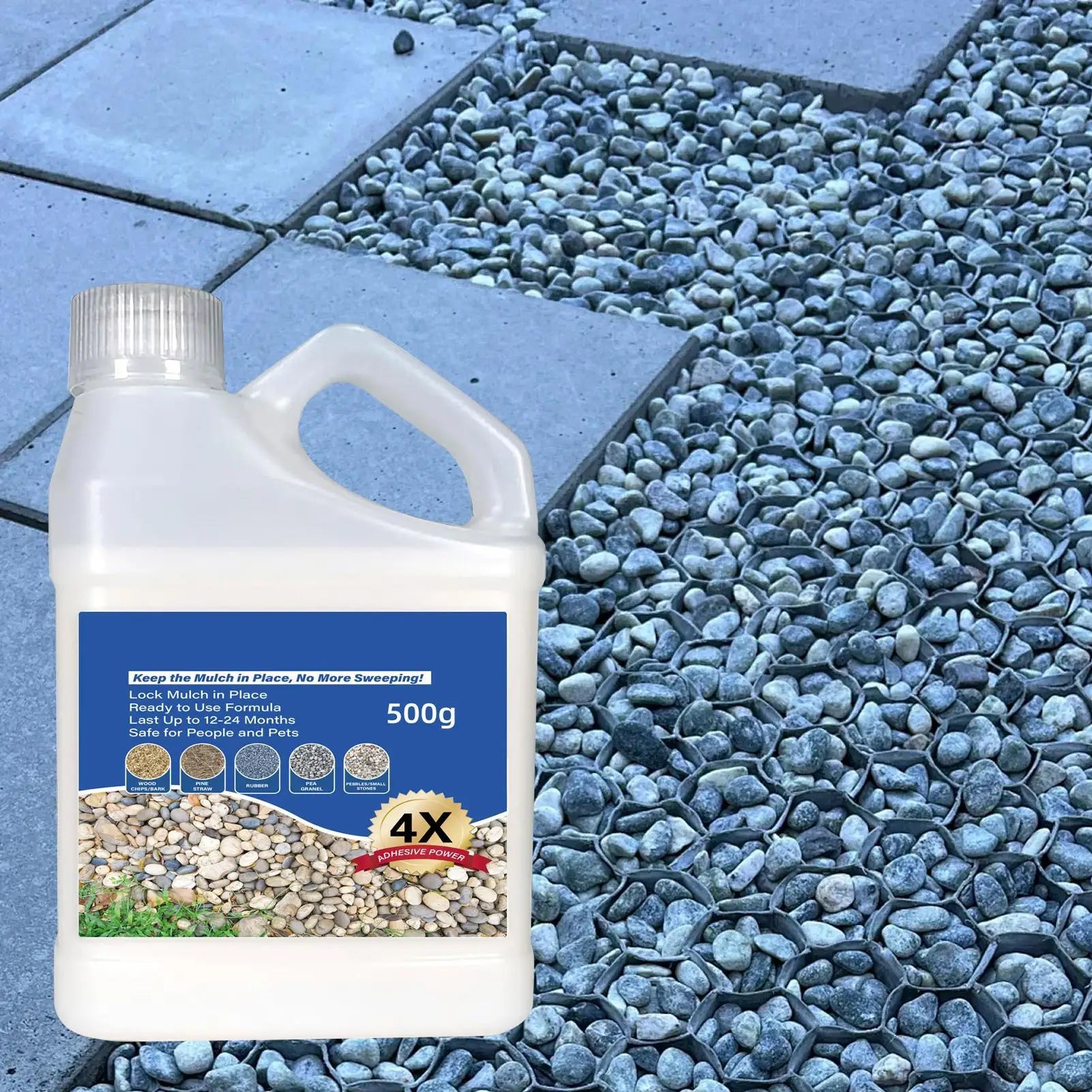 500g Mulch Rock Adhesive Pea Gravel Sticky Rock Glue Fast Drying Glue Outdoor Yard Patio Stones Landscape Adhesive Peaceful Pleasures Health and Wellness