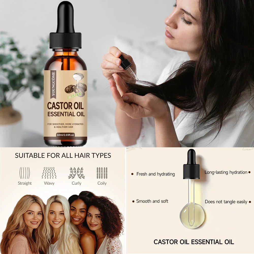 Castor Oil Hair Care Set – Shampoo, Oil, Mask & Shower Gel | 4-Pc