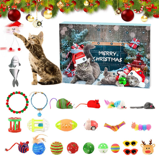24pcs 2024 Christmas Cat Toy Advents Calendar Funny Countdown Collectible Interactive Cat Toy Kit Present Box Pet Supplies Peaceful Pleasures Health and Wellness 2024