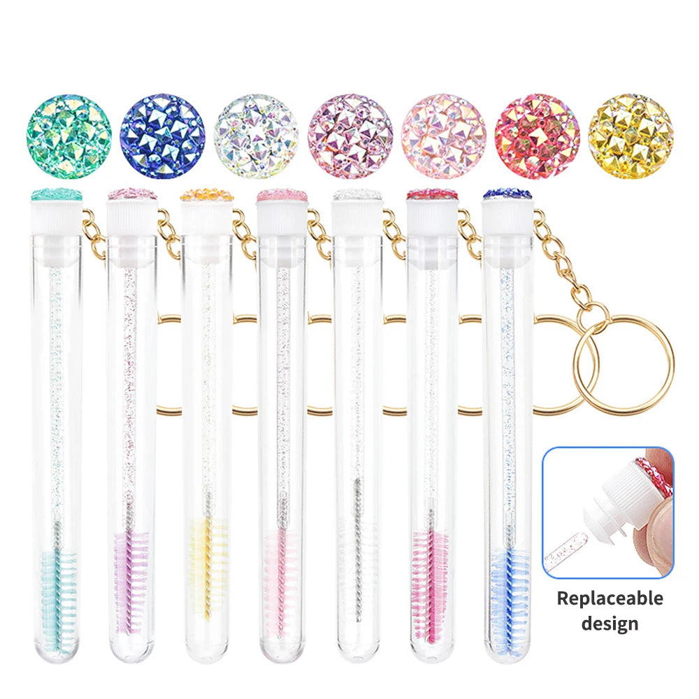 10 Pcs Diamond Transparent Eyelash Brush Tubes Mascara Wand Cosmetic Makeup Tools for Eyebrow Applicator Spoolies For MAANGE Peaceful Pleasures Health and Wellness