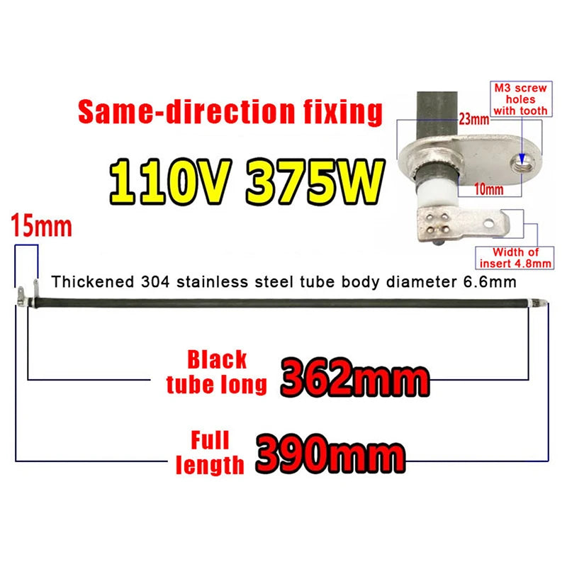 300W–400W Oven Heating Element Replacement Tube | 110V/120V