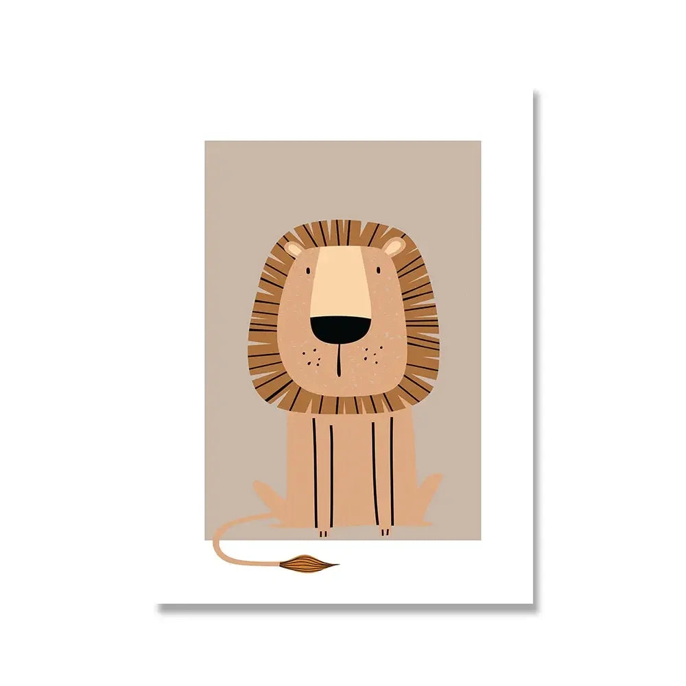 Nordic Cartoon Wildlife Canvas Wall Art | Kids Nursery Decor Canvas Wall Art Print Peaceful Pleasures Health and Wellness Picture 1 20x30cm Unframed