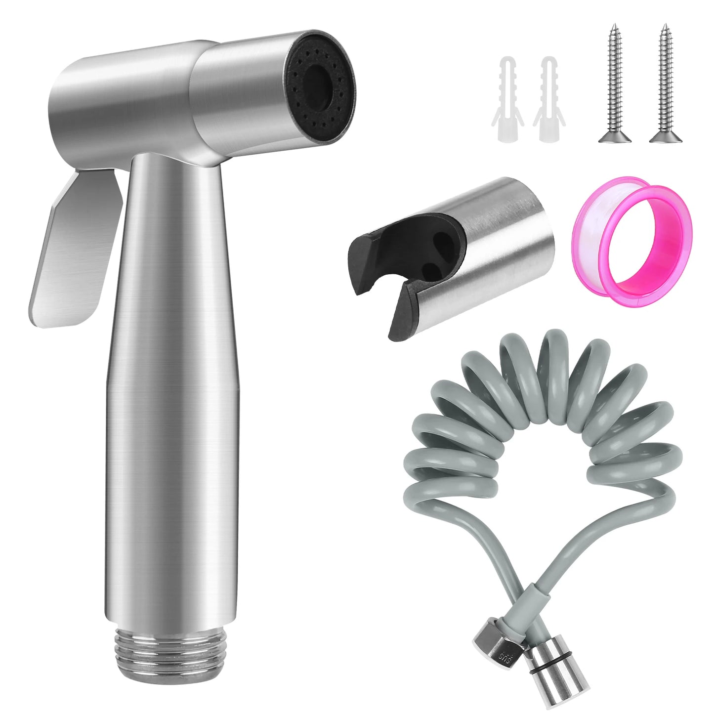 Stainless Steel Faucet Spray Gun Handheld Toilet Bidet Faucet Stainless Steel Hand Bidet Sprayers Brushed Water Sprayer Peaceful Pleasures Health and Wellness Without Control