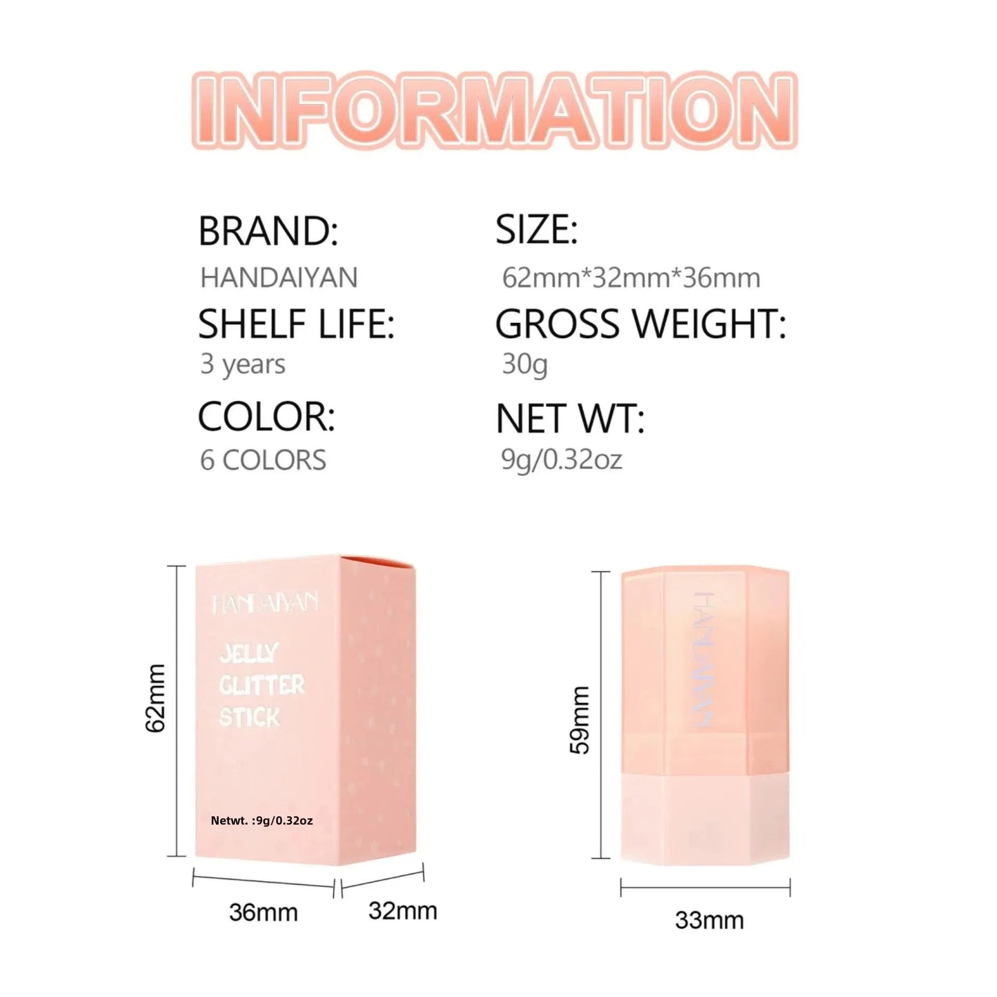 HANDAIYAN 6-Shade Creamy Shimmer Highlighter Stick – Face & Body