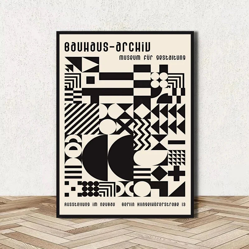 Abstract BAUHAUS art poster, line geometric pattern canvas art painting used for room wall and living room decoration, framel Peaceful Pleasures Health and Wellness DD08-14 40x60cm