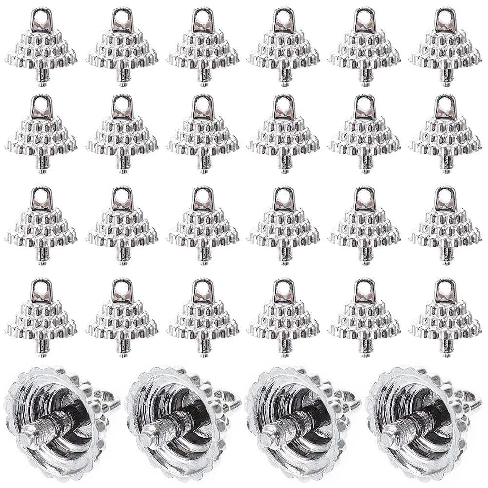 100Pcs Christmas Ball Ornament Caps Round Plastic Ornament Tops DIY Replacement Hangers Xmas Tree Craft Decorations Peaceful Pleasures Health and Wellness